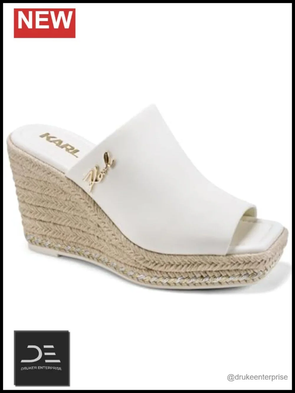 Karl Lagerfeld Women's Clove Wedge Sandal Mule - Canvas Open Toe Slip On